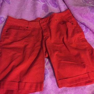 Red Bermuda shorts
